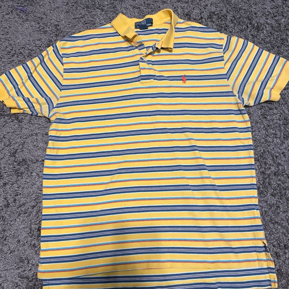 Ralph Lauren Yellow and Blue Striped Polo Shirt